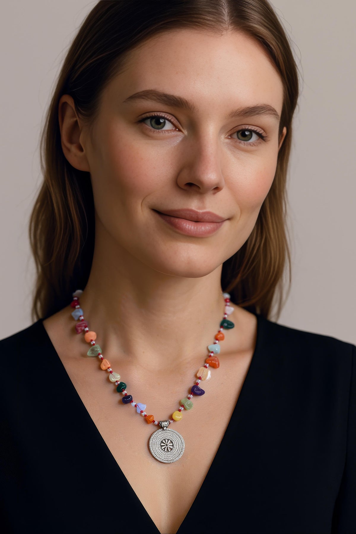 Hand-Knotted Multi-Gem and Crystals Necklace, Bracelet, and Earrings SET