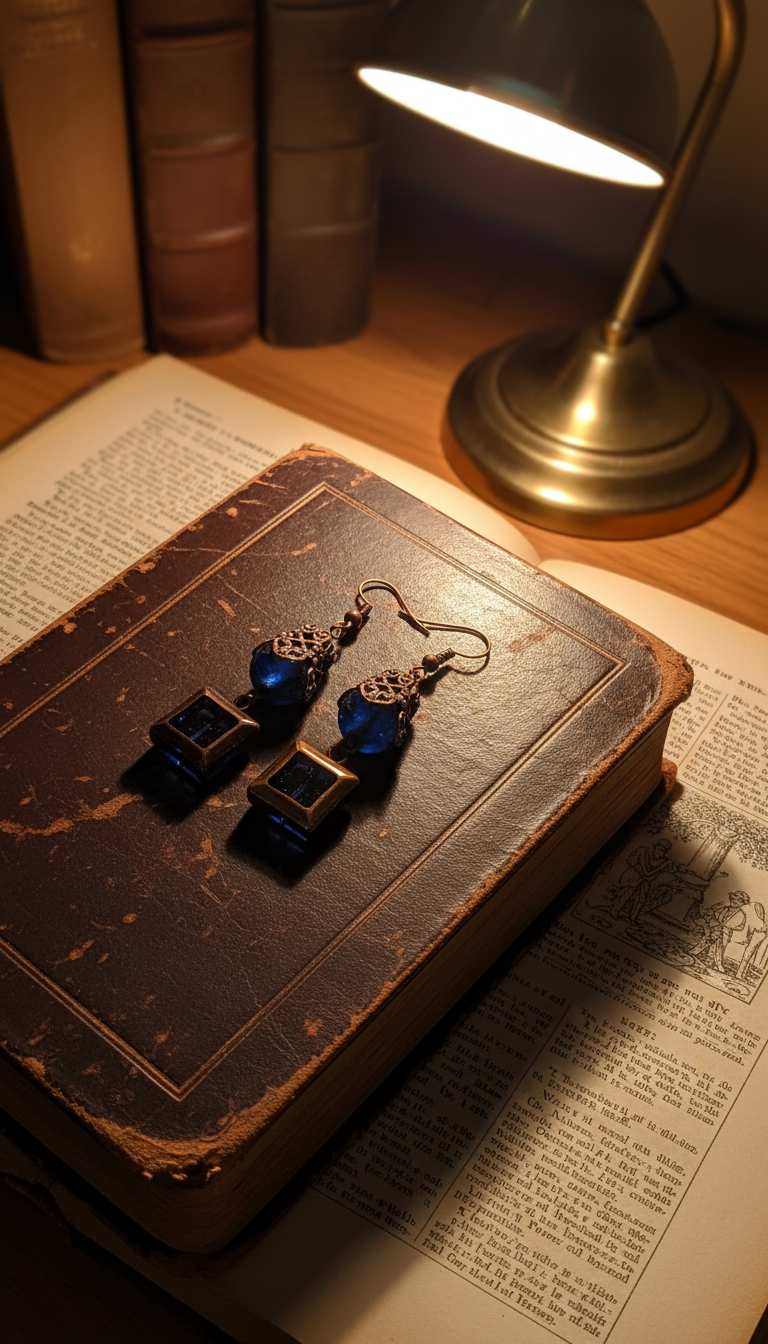 Lapis & Blue Glass Squares on Antique Copper & Ear Wires