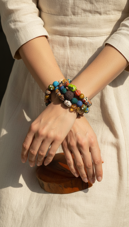 LAVA - Vibrant Clay and Wood Beads Bracelet