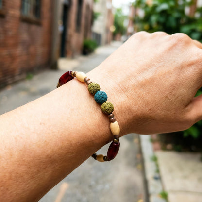 LAVA - With Wood and Glass Beads Bracelet