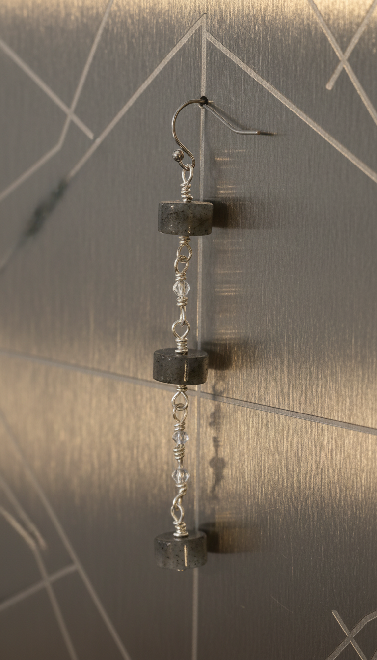 Matte Labradorite Wheels & Swarovski Crystals on Stainless Steel Ear Wires (long)