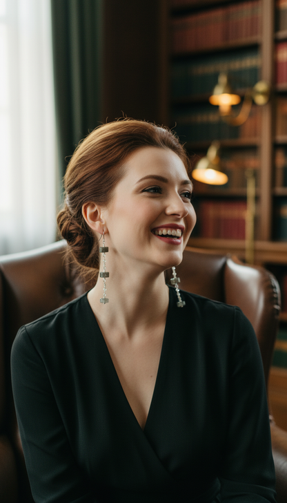 Matte Labradorite Wheels & Swarovski Crystals on Stainless Steel Ear Wires (long)