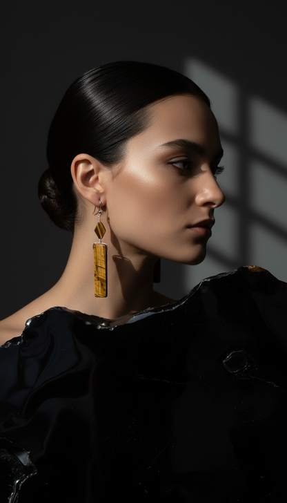 Tiger's Eye Sticks & Kites Earrings on Stainless Steel Ear Wires