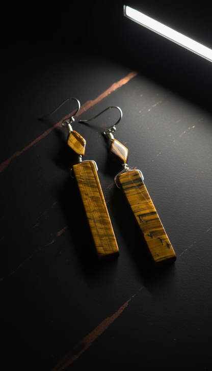 Tiger's Eye Sticks & Kites Earrings on Stainless Steel Ear Wires