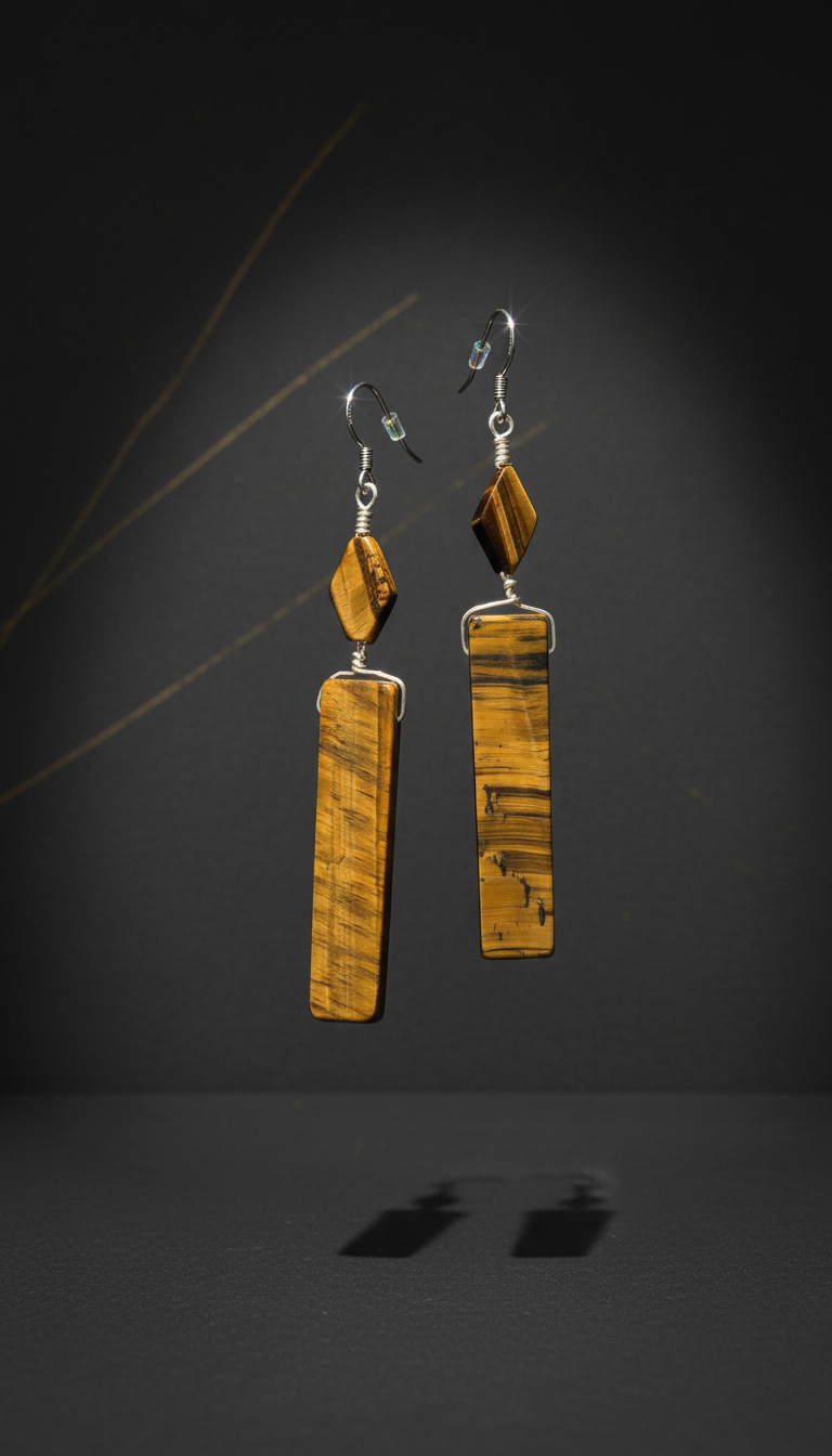Tiger's Eye Sticks & Kites Earrings on Stainless Steel Ear Wires