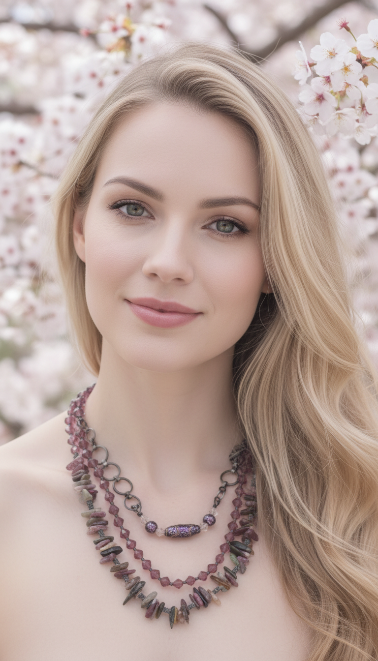 Triple-Strand Tourmaline and Czech Glass Necklace