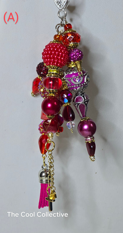 Reds - Purse Charm, Suncatcher, Mirror Charm, Bookmark, Backpack Charm, Keychain, Wristlet Charm, Ornament - With Lobster Clasp and Gold Tone Cross