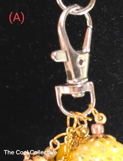 Yellows - Purse Charm, Suncatcher, Mirror Charm, Bookmark, Backpack Charm, Keychain, Wristlet Charm, Ornament - With Lobster Clasp and Gold Tone Cross