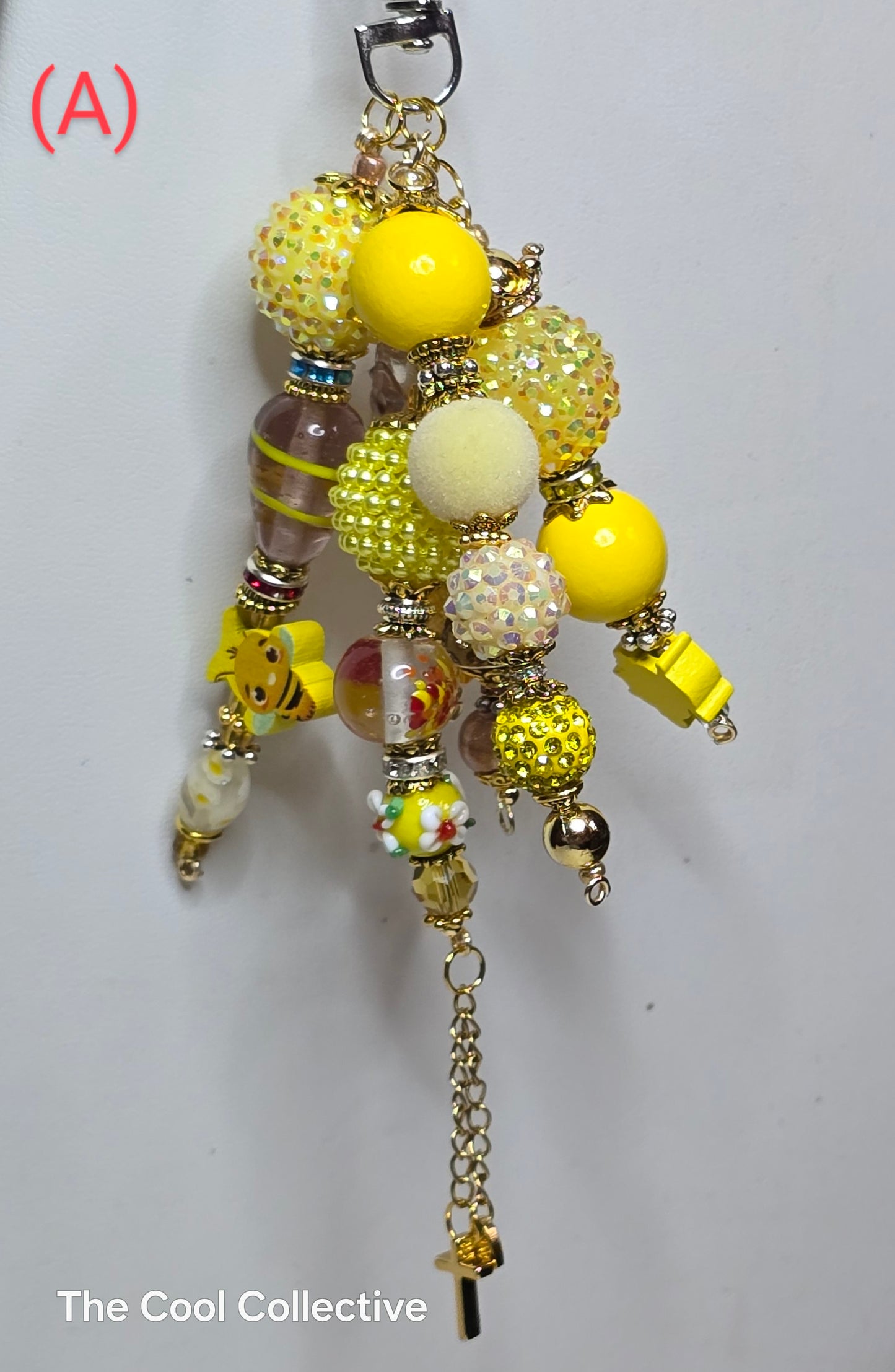 Yellows - Purse Charm, Suncatcher, Mirror Charm, Bookmark, Backpack Charm, Keychain, Wristlet Charm, Ornament - With Lobster Clasp and Gold Tone Cross